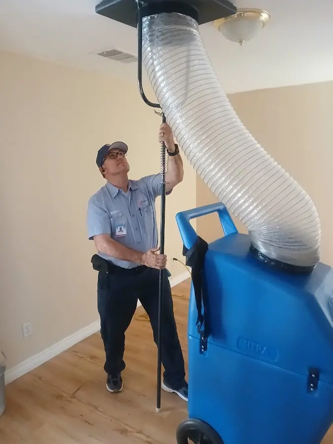 Mini Split Installation technician using HEPA equipment in Glendale